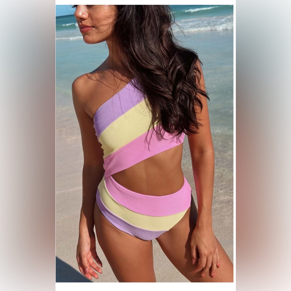 Beach Riot Joyce One Piece Sublime Spring Colorblock- Size Small - Picture 4 of 16